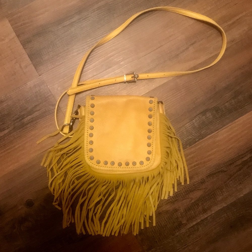 Mustard yellow fringe purse